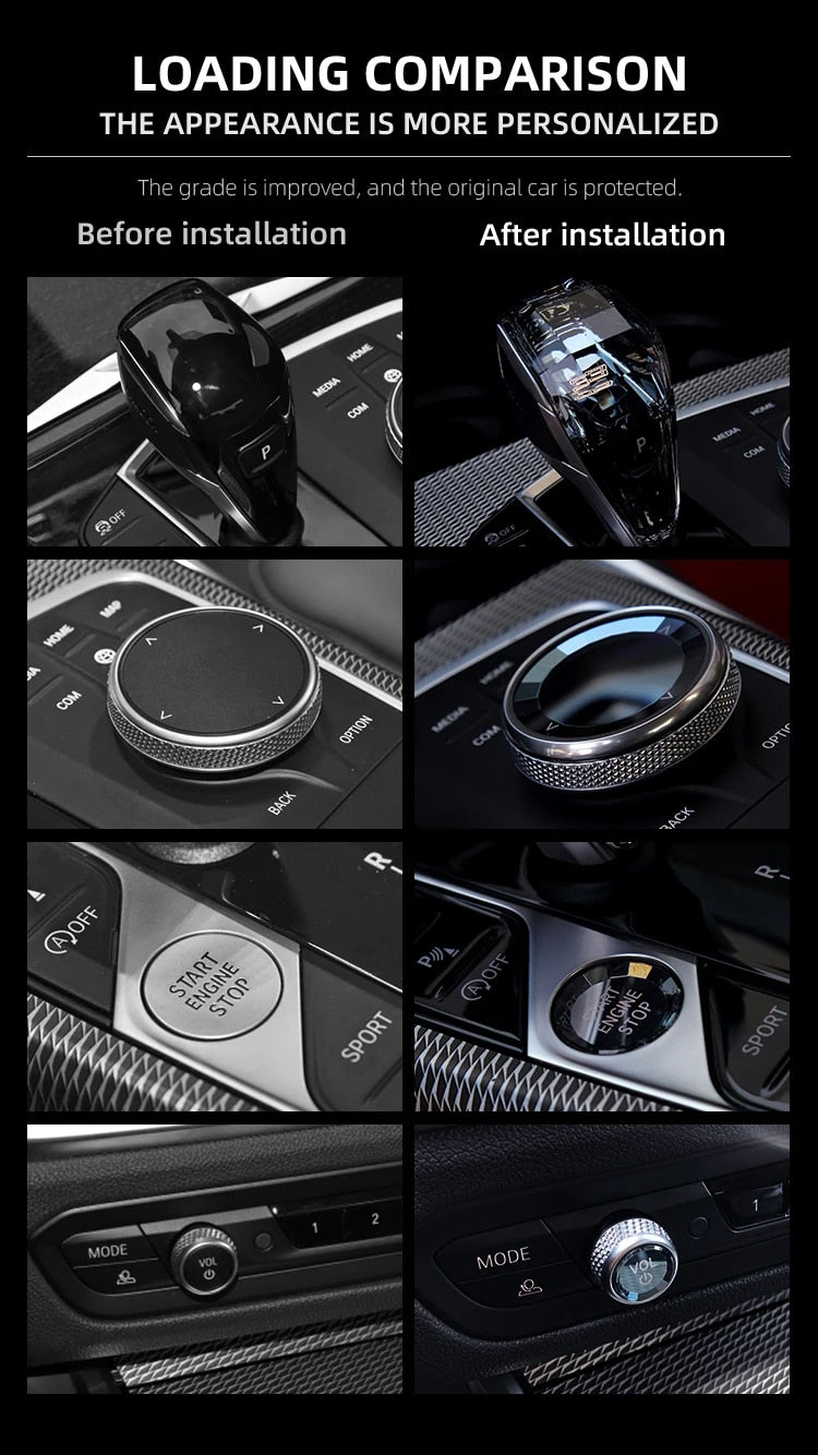 Crystal 4-Piece Set Gear Shift Knob for BMW X5 G05 G06 G07 E70 E71 G01 G08 G14 G15 G20 G30 F10 F30 F20 Car Interior Accessories