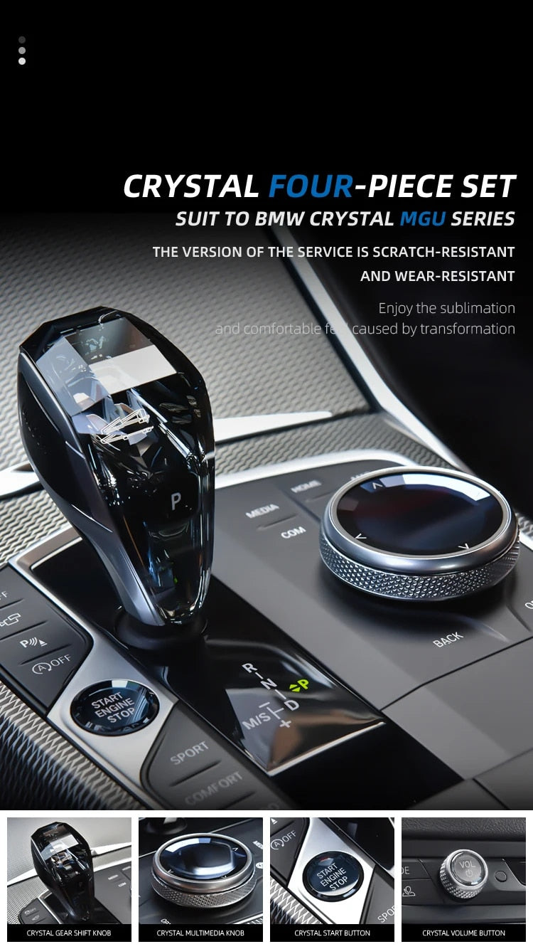 Crystal 4-Piece Set Gear Shift Knob for BMW X5 G05 G06 G07 E70 E71