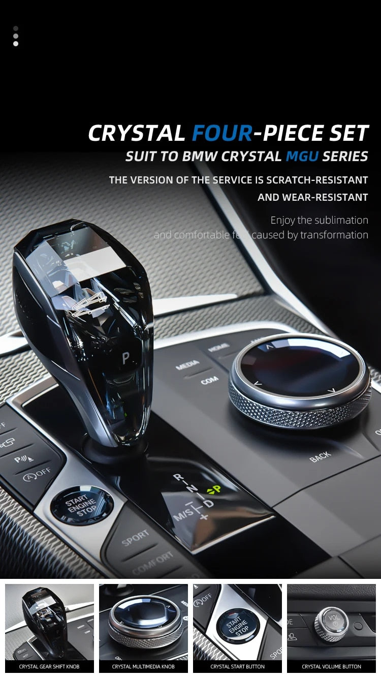 Crystal 4-Piece Set Gear Shift Knob for BMW X5 G05 G06 G07 E70 E71 G01 G08 G14 G15 G20 G30 F10 F30 F20 Car Interior Accessories